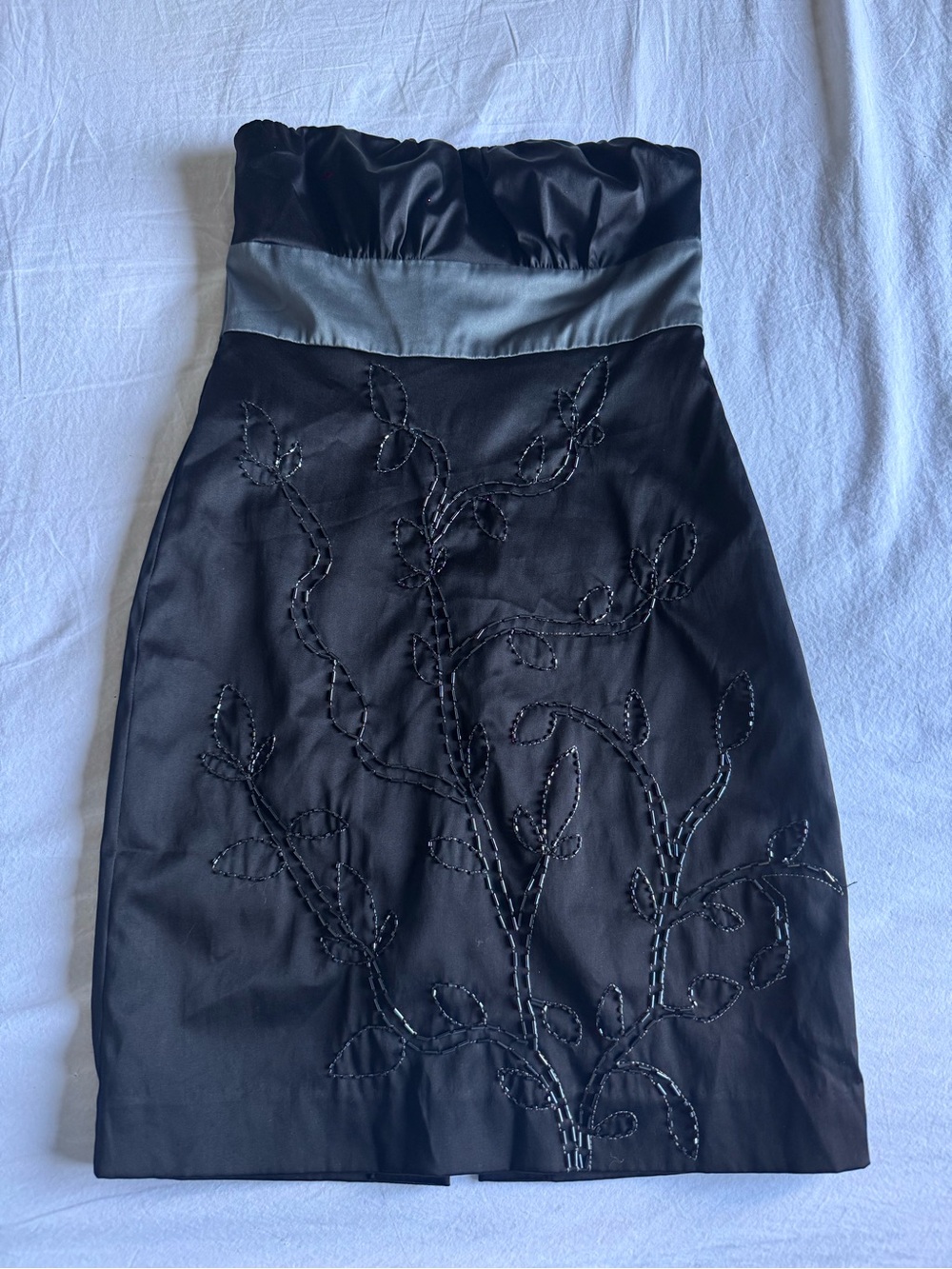 Y2K Era Forever 21 Beaded Mini Dress Small Black Grey Sleeveless Cocktail